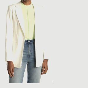 BCBGMAXAZRIA BCBGeneration Notch Lapel Linen Blend Boyfriend Blazer - off white